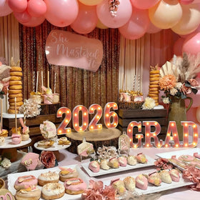 Honoson Grad 2026 pink LED decor brightening party environment.