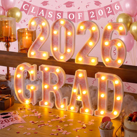 Honoson Grad 2026 pink LED sign for tabletop centerpiece and glow.