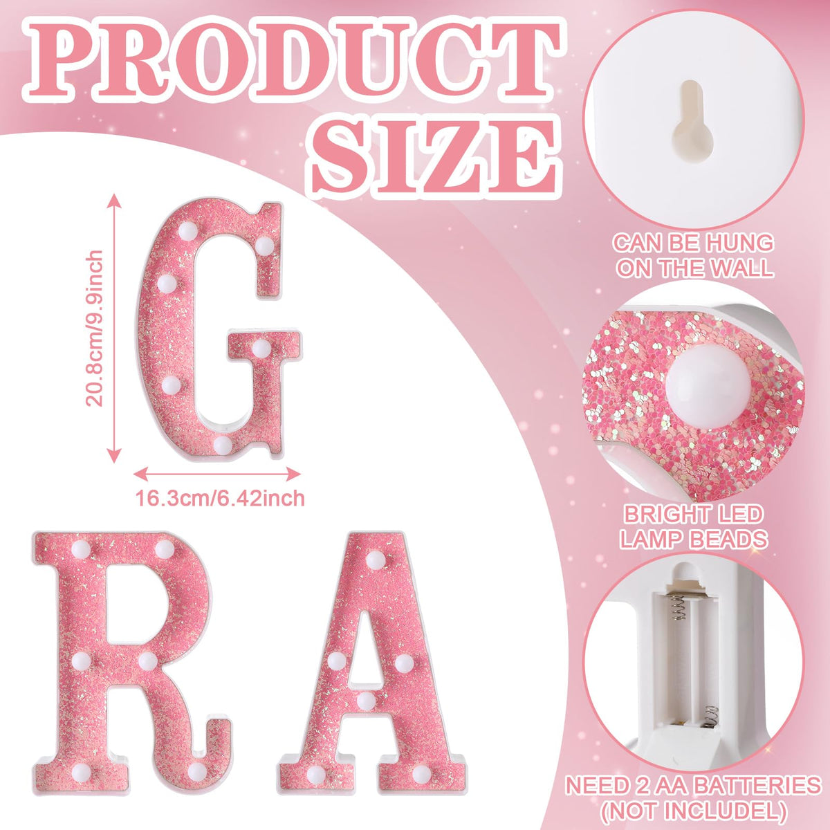 Honoson Grad 2026 pink LED sign for decorative display and backdrop.