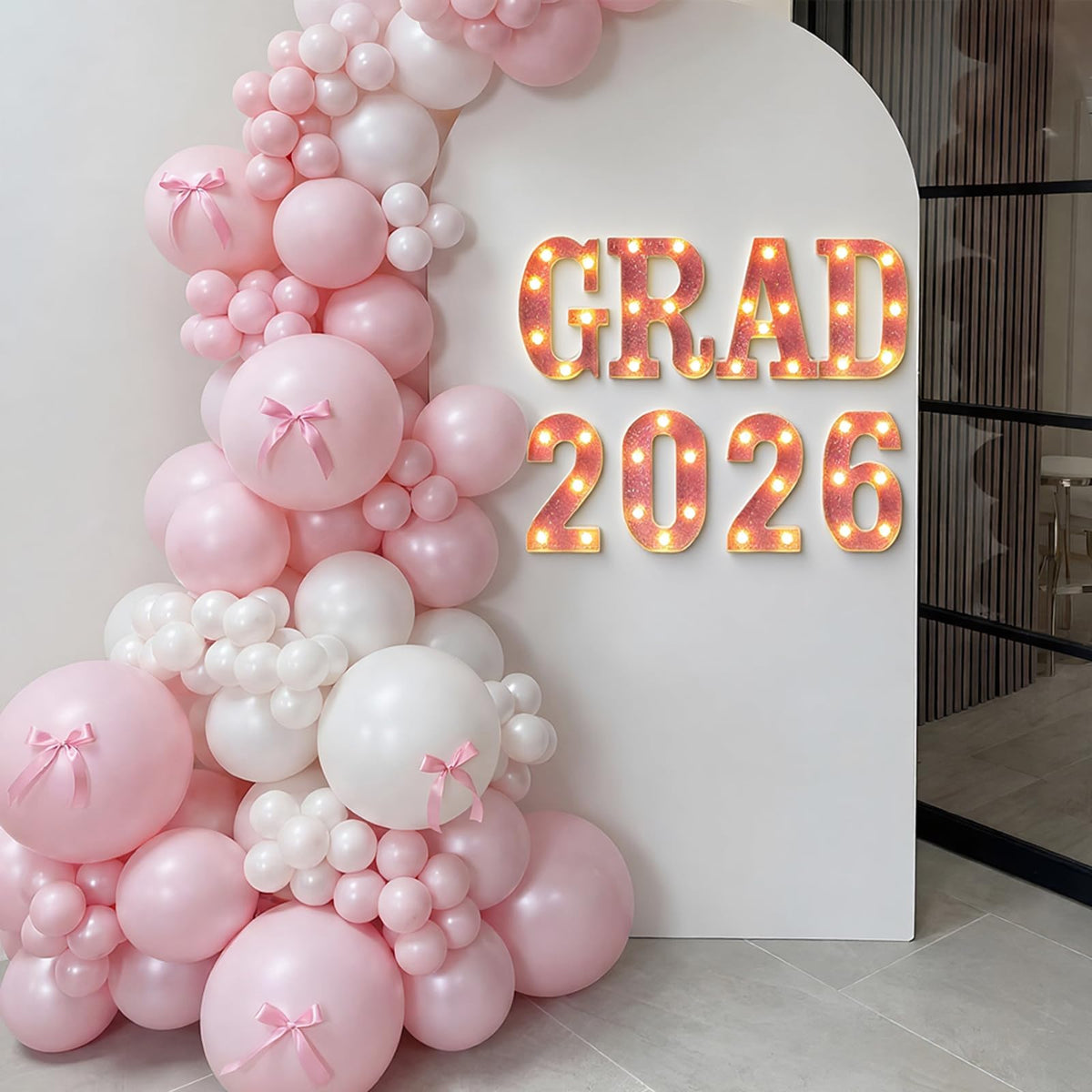 Honoson Grad 2026 pink LED decor for festive graduation signage.