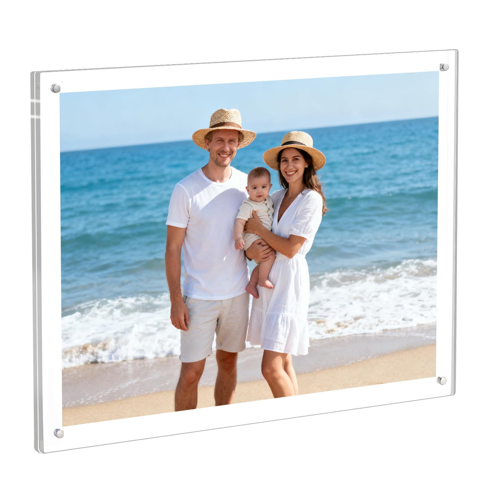 HONTUU acrylic wall-mount frame 11x14 showcasing a diploma in crystal-clear clarity.