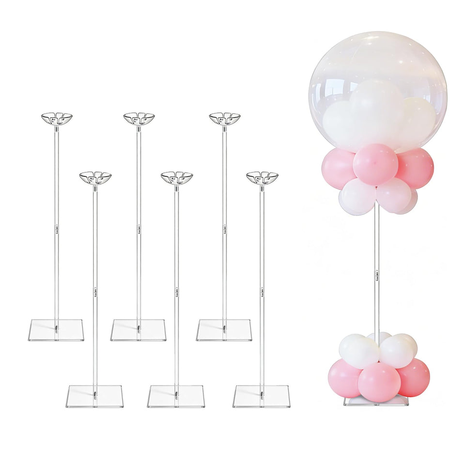 HONTUU clear acrylic balloon stand with base for wobble-free tabletop centerpieces.