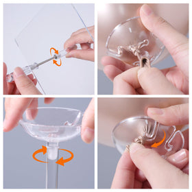 HONTUU tabletop balloon display highlighting vibrant balloons supported by a crystal-clear stand.