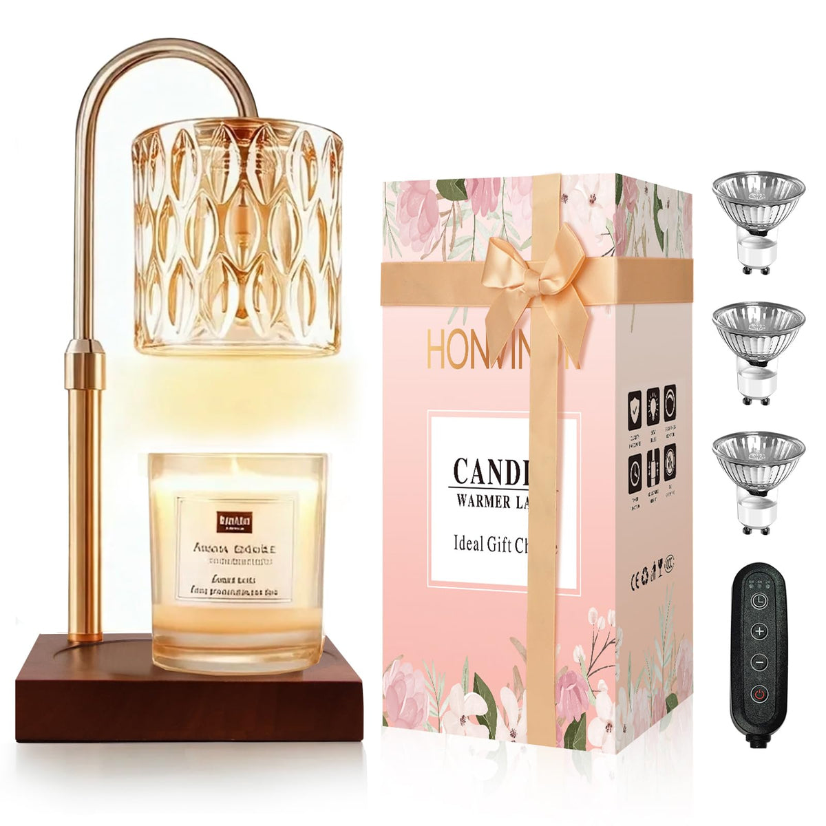 Honvinor candle warmer lamp melts jar candles evenly for lasting fragrance.