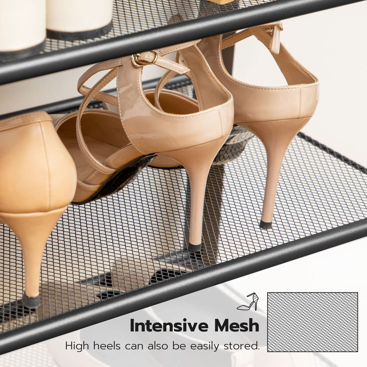 HOOBRO 10-tier shoe rack in bedroom organization setup.