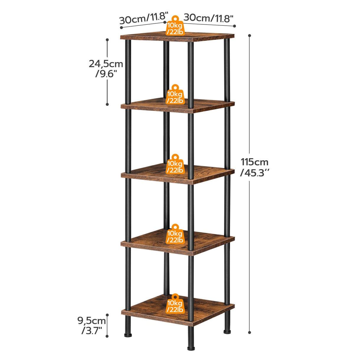 HOOBRO 5-Tier Corner Shelf offers ample storage for plants and books.