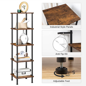 HOOBRO corner shelf in living room shows versatile space-saving organization.