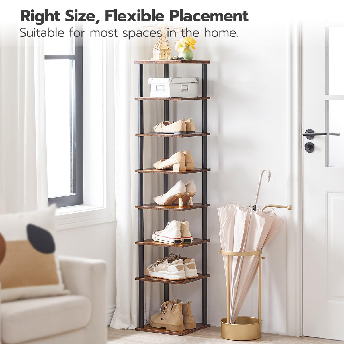 HOOBRO 8-tier narrow storage with twist-lock demonstrates quick, tool-free setup