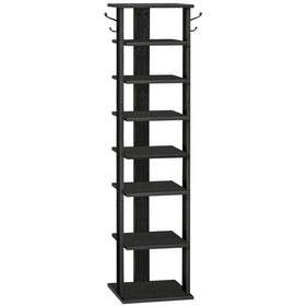 HOOBRO 8-tier vertical shoe rack with side hooks for organized entryways.