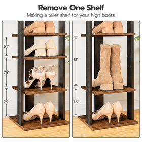 HOOBRO 8-Tier vertical shoe rack with removable shelves adaptable for boots or heels