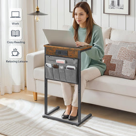 HOOBRO end table with adjustable feet for stable placement on uneven floors.