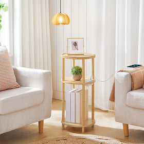 HOOBRO natural bamboo end table with waterproof surface for easy cleaning