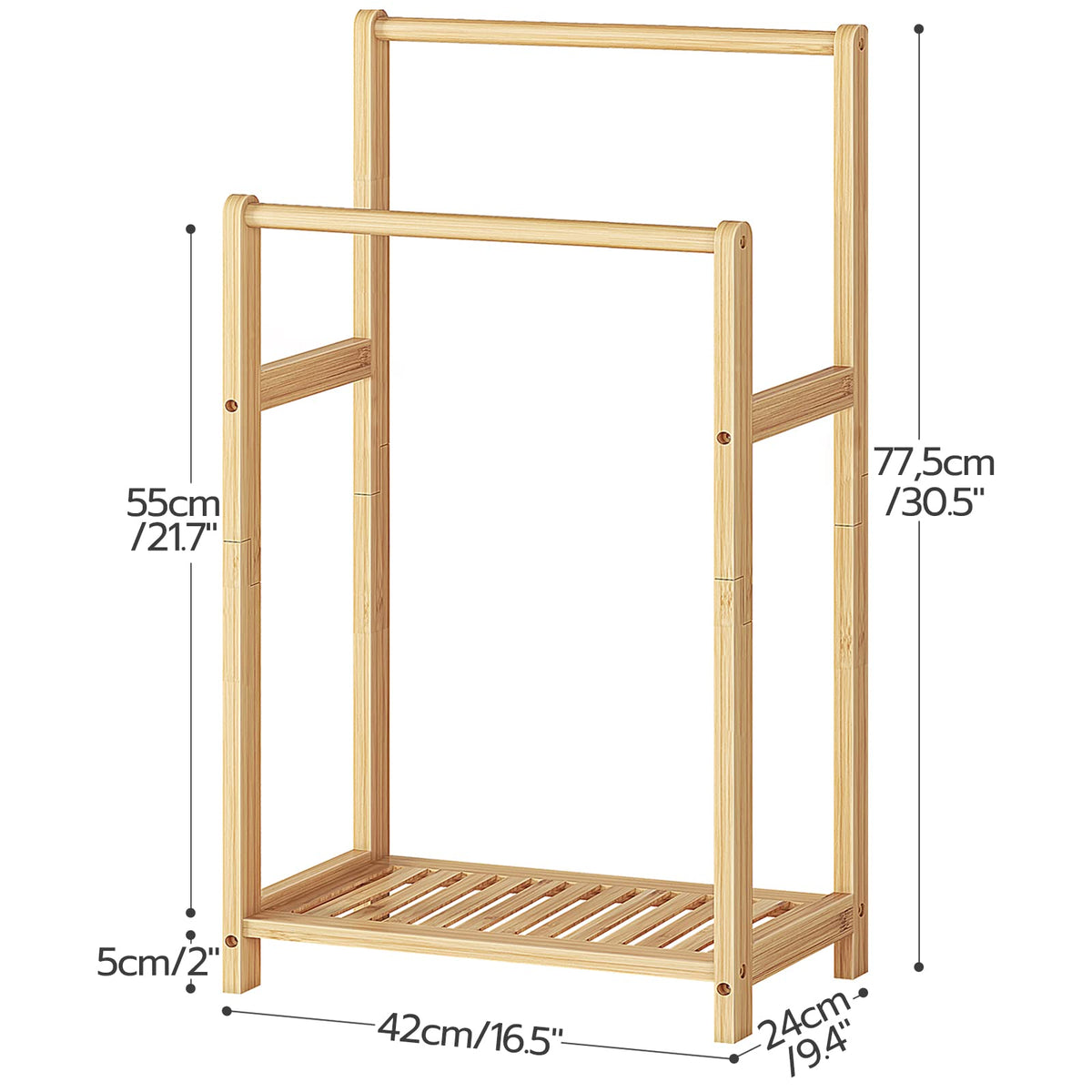HOOBRO assembly-ready bamboo towel rack for quick setup