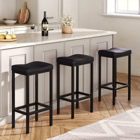HOOBRO bar stools black metal frame provides sturdy support for daily use