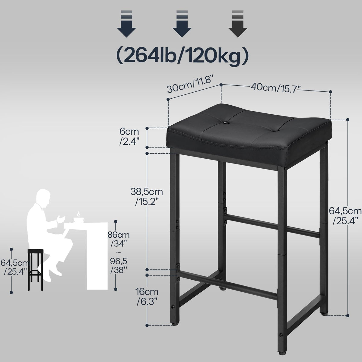 HOOBRO bar stool in counter height design with modern look.