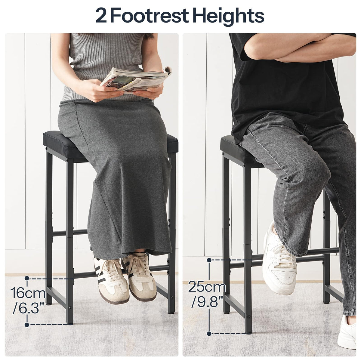 HOOBRO footrest detail showing ergonomic height for relaxed seating.