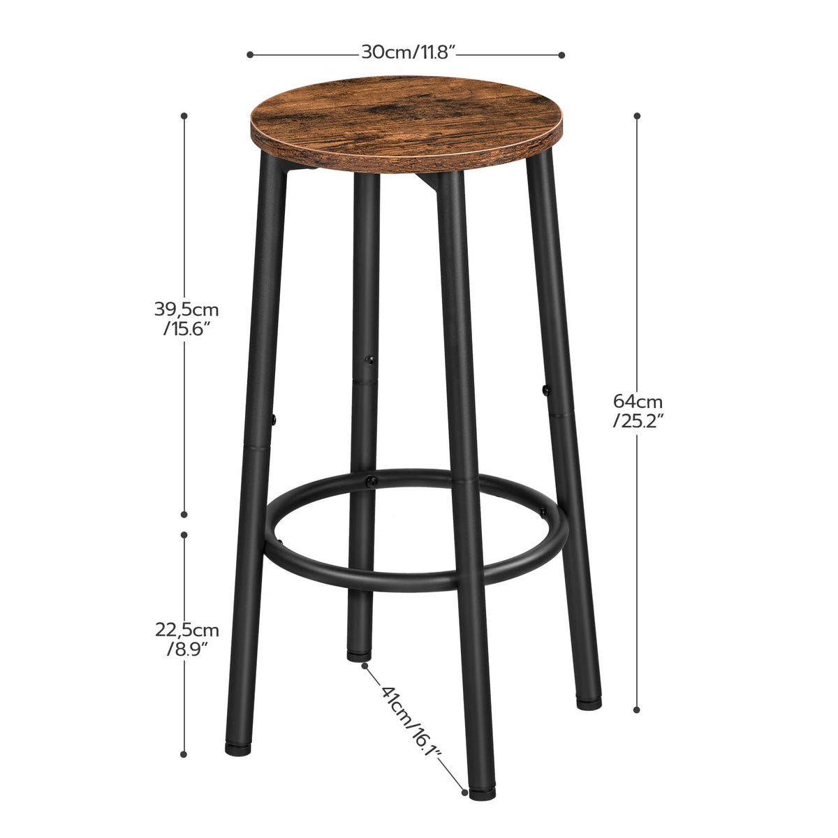 HOOBRO bar stools set 2 black steel frame provides sturdy support