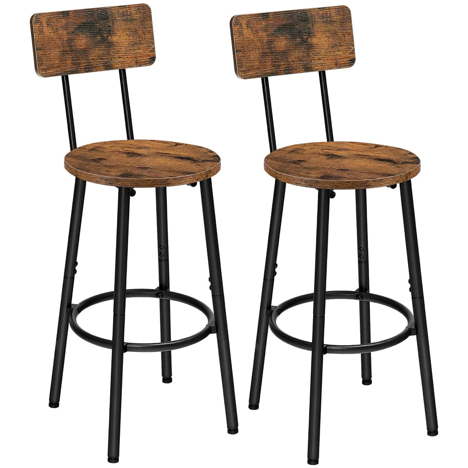 HOOBRO bar stools set of 2 with round back for comfortable dining