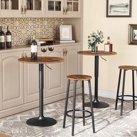 HOOBRO bar stools set 2 round-seat greige top for comfortable dining