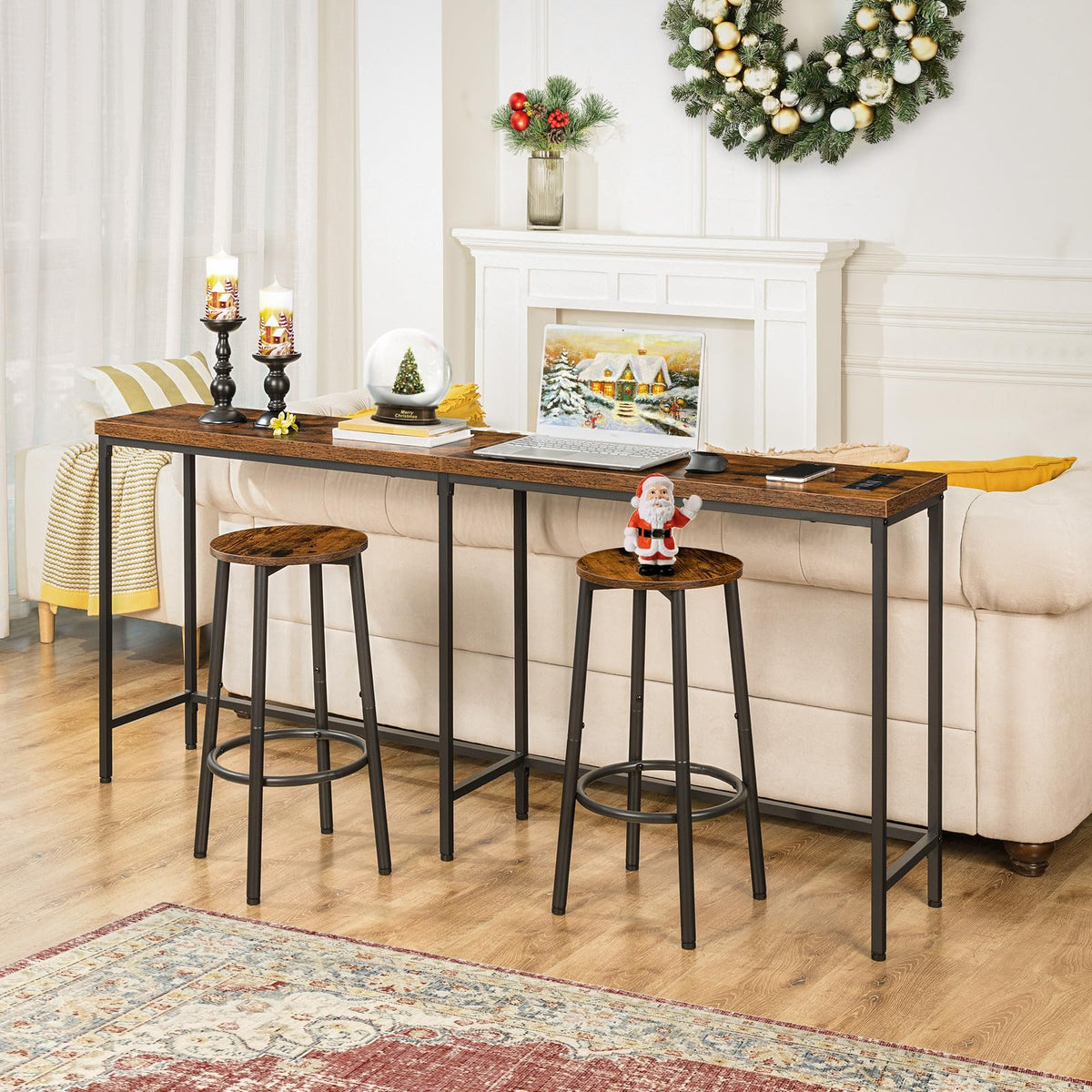 HOOBRO bar stools set 2 space-saving design fits under counters