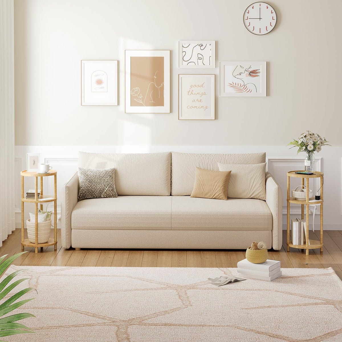 HOOBRO bedside round table as compact, space-saving nightstand