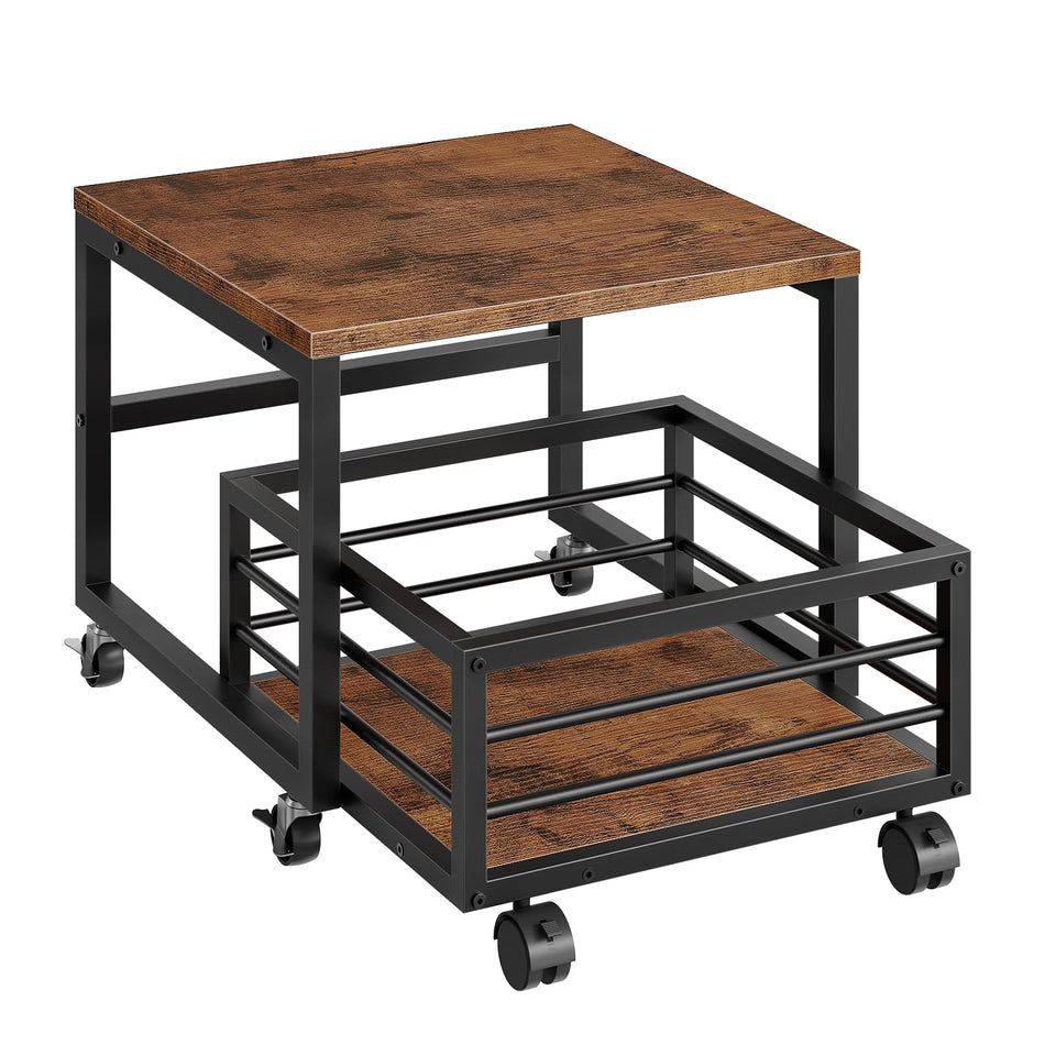 HOOBRO BF155TL01 end table top view showing sturdy metal frame and rustic brown finish for everyday use.