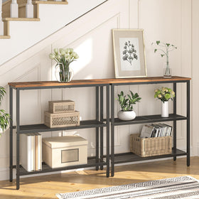 HOOBRO black metal frame with rustic brown top blends durability and style.