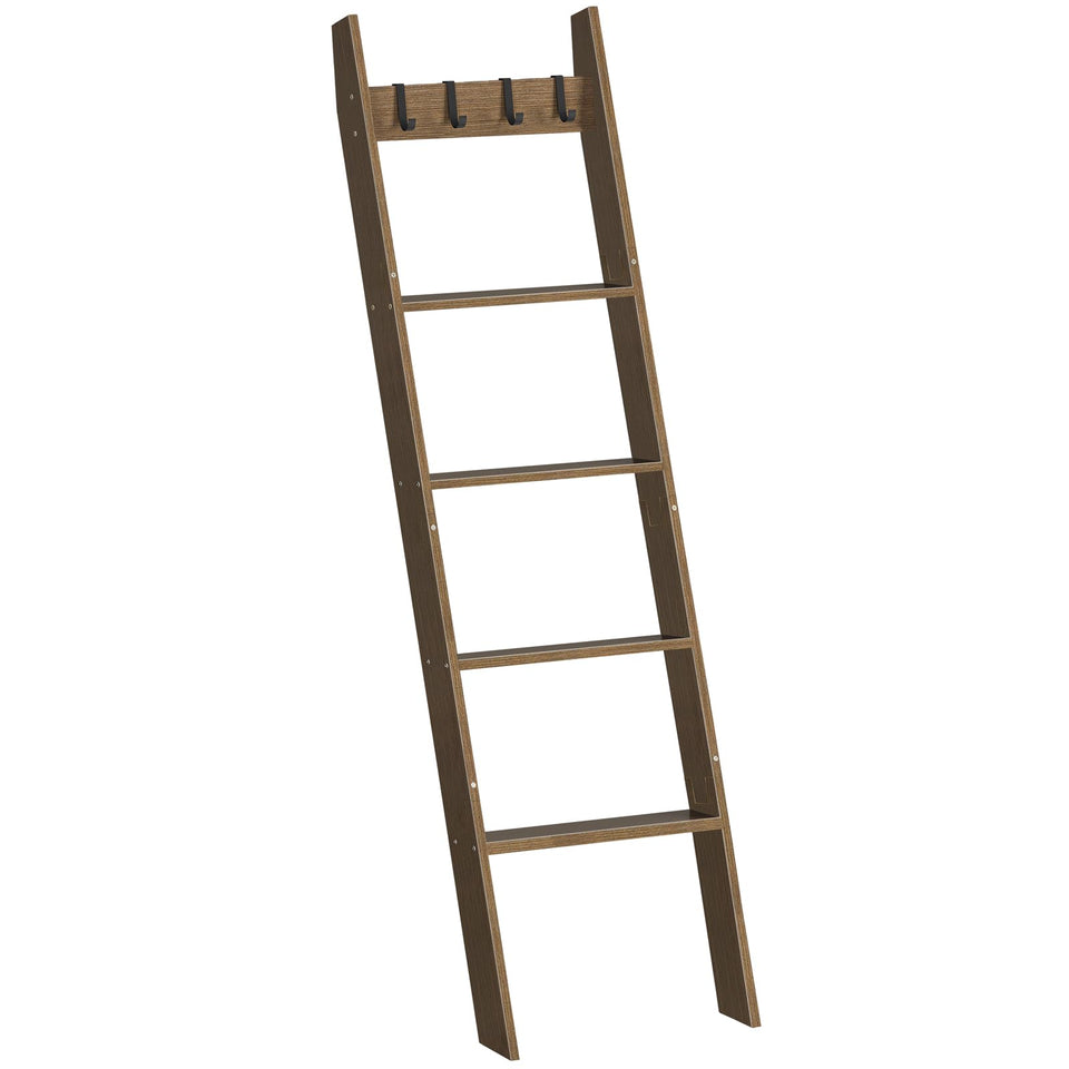 HOOBRO blanket ladder in a wall-leaning setup showcasing space-saving design for blankets.