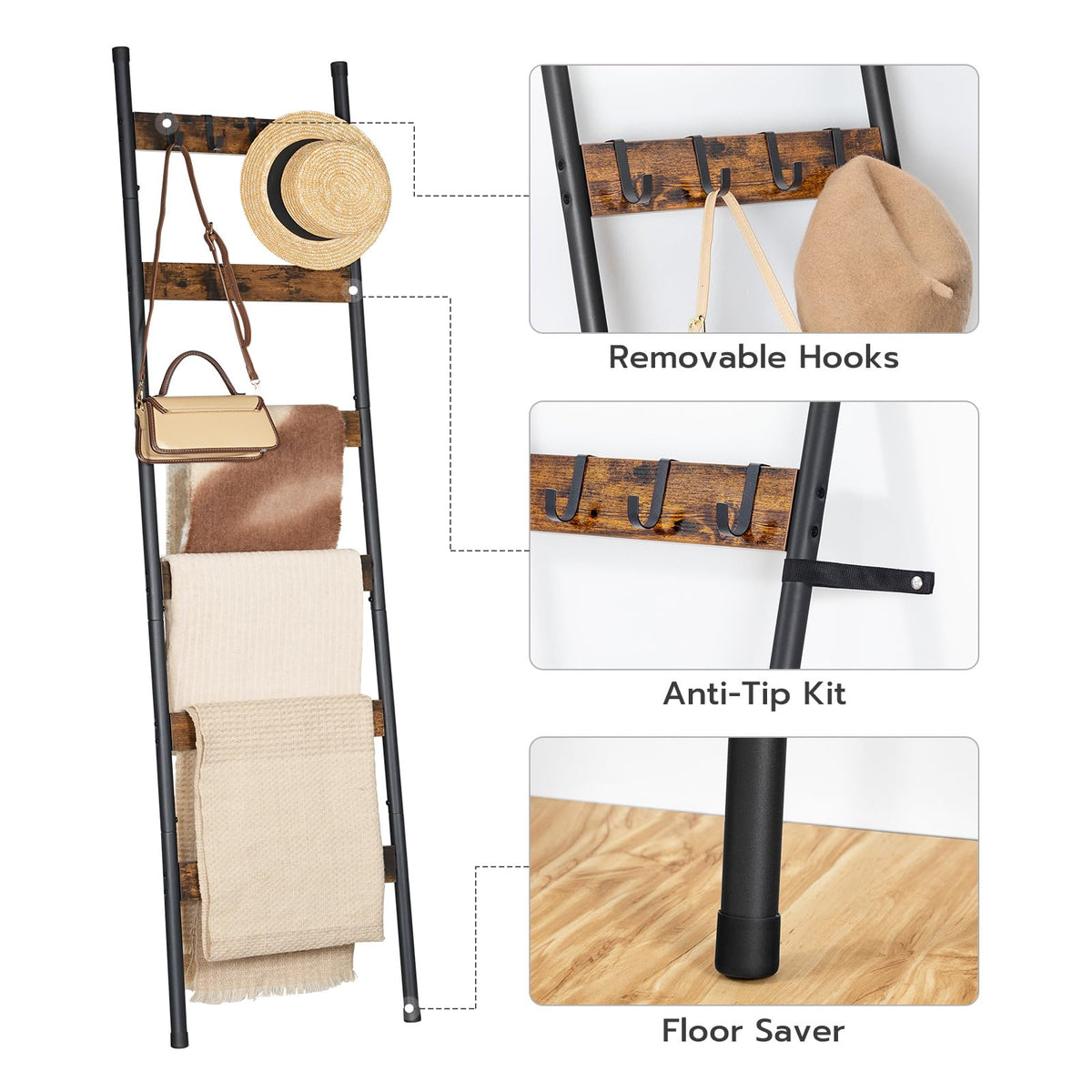 HOOBRO blanket ladder anti-tip kit protects floors and improves stability.