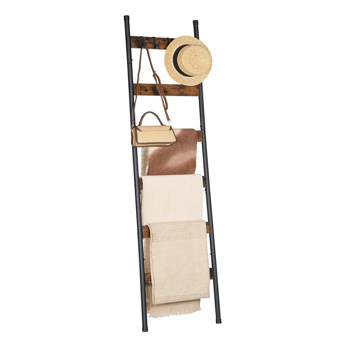 HOOBRO blanket ladder decor-style rustic finish for living room or bedroom.