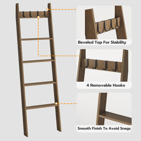 HOOBRO blanket ladder with non-slip pads to prevent floor scratches.