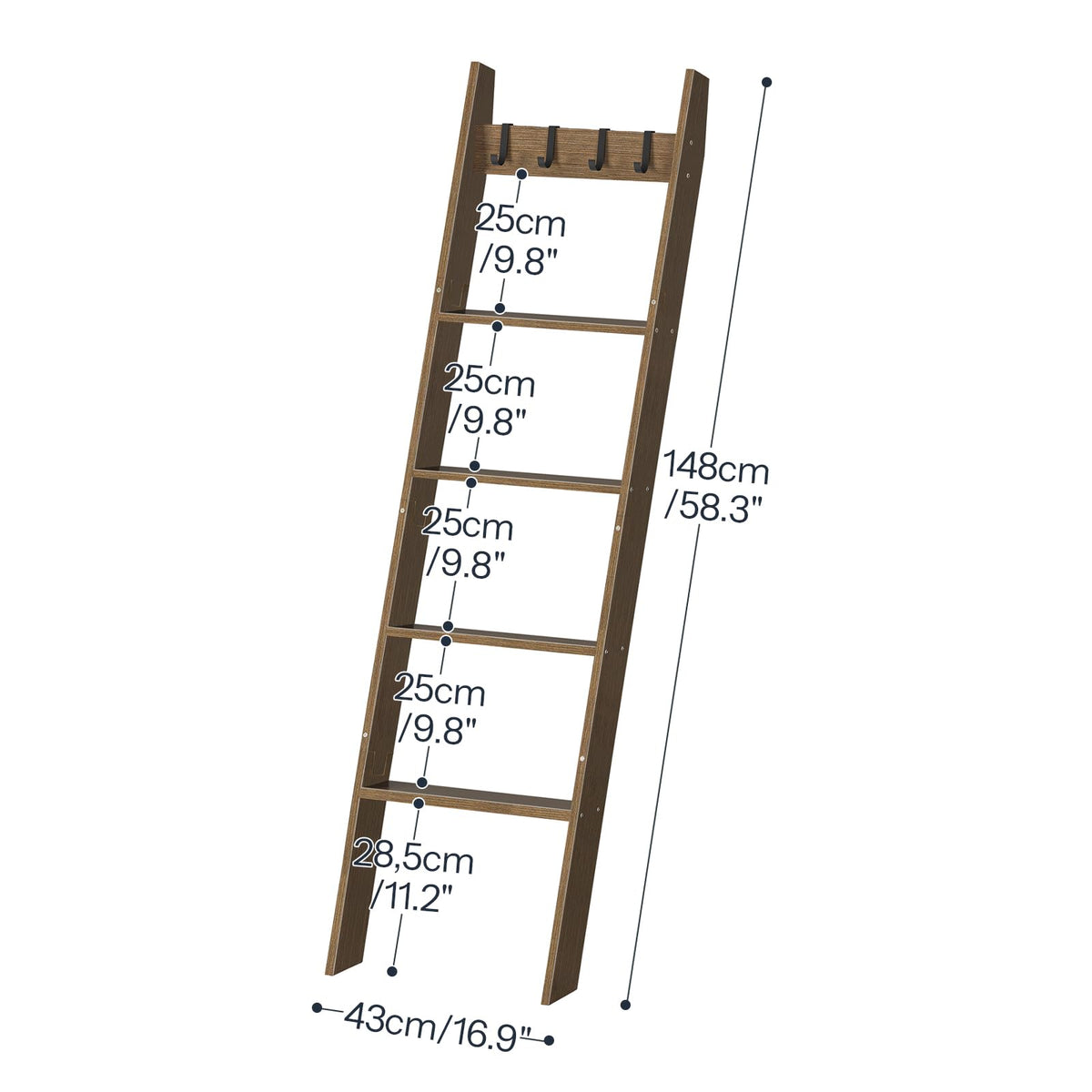 HOOBRO blanket ladder displaying scarves and quilts in stylish vertical arrangement.