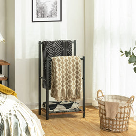 HOOBRO blanket rack with two-tier design for neatly drying blankets.