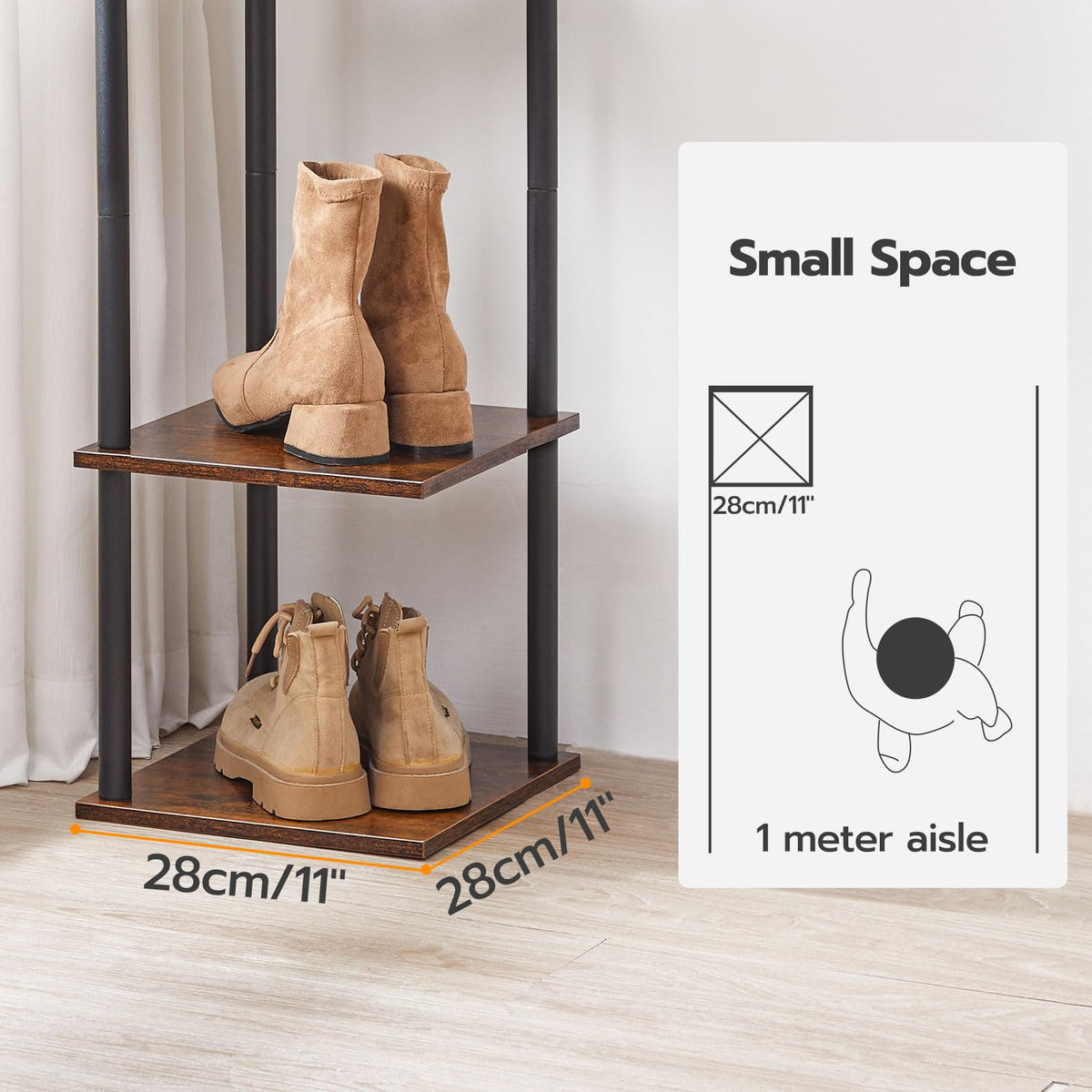 HOOBRO closet or dorm room organization example with multiple storage possibilities
