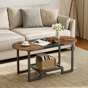 HOOBRO oval coffee table top surface offering ample space for decor and magazines
