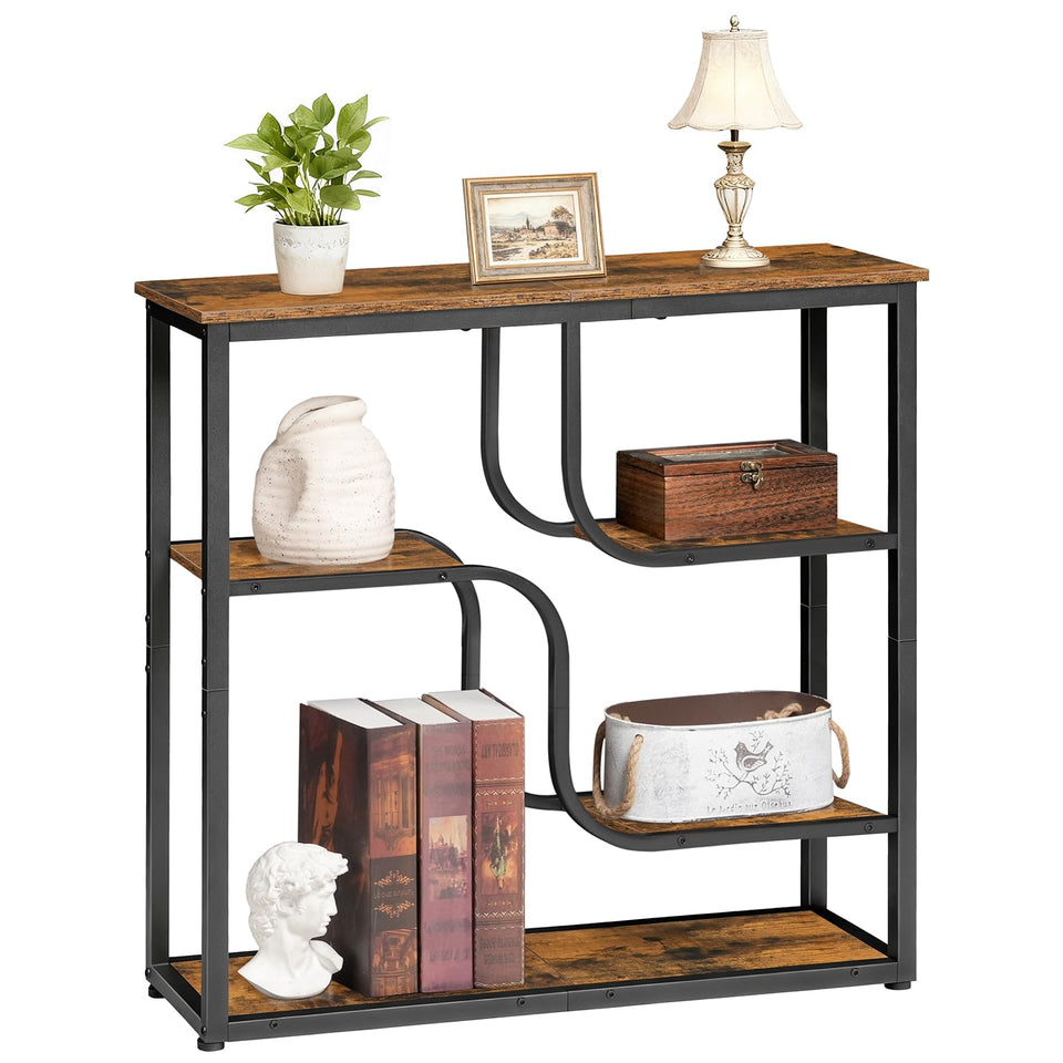 HOOBRO console table 5-tier front view shows large living room storage