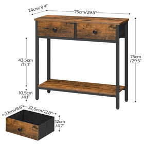 HOOBRO console table with black metal frame for sturdy support.
