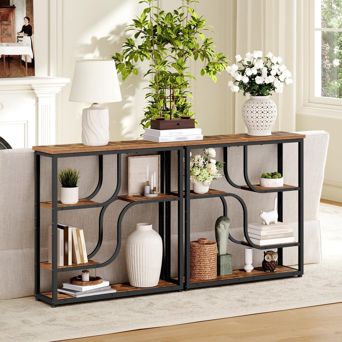 HOOBRO console table slim profile behind couch ideal for narrow spaces
