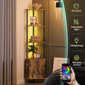 HOOBRO corner cabinet sturdy metal frame supports heavy items.