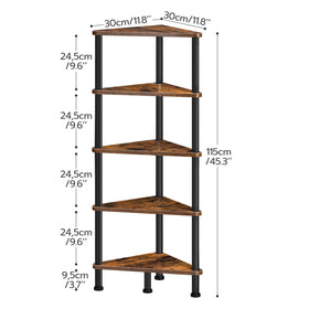 HOOBRO corner shelf five shelves maximize vertical storage for books and decor.