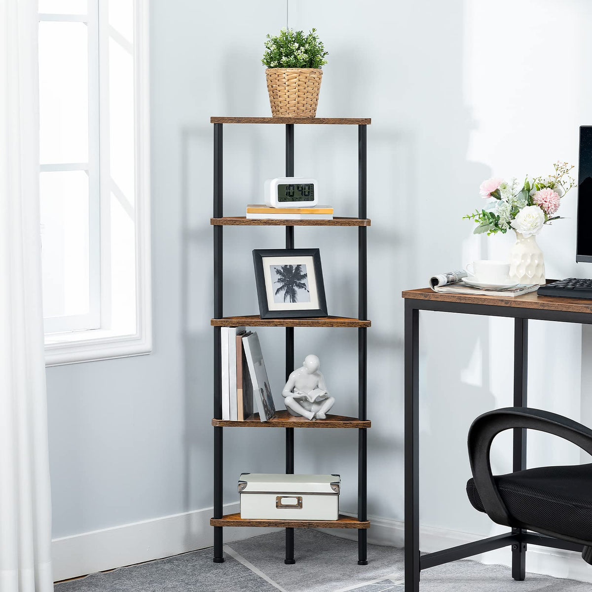 HOOBRO corner shelf anti-tip kit helps secure display against tipping.