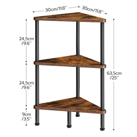 HOOBRO corner shelf stand detailed wood tone reveals warm, space-saving design.