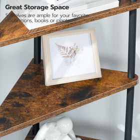 HOOBRO corner shelf rustic brown finish complements warm interiors and rustic decor.