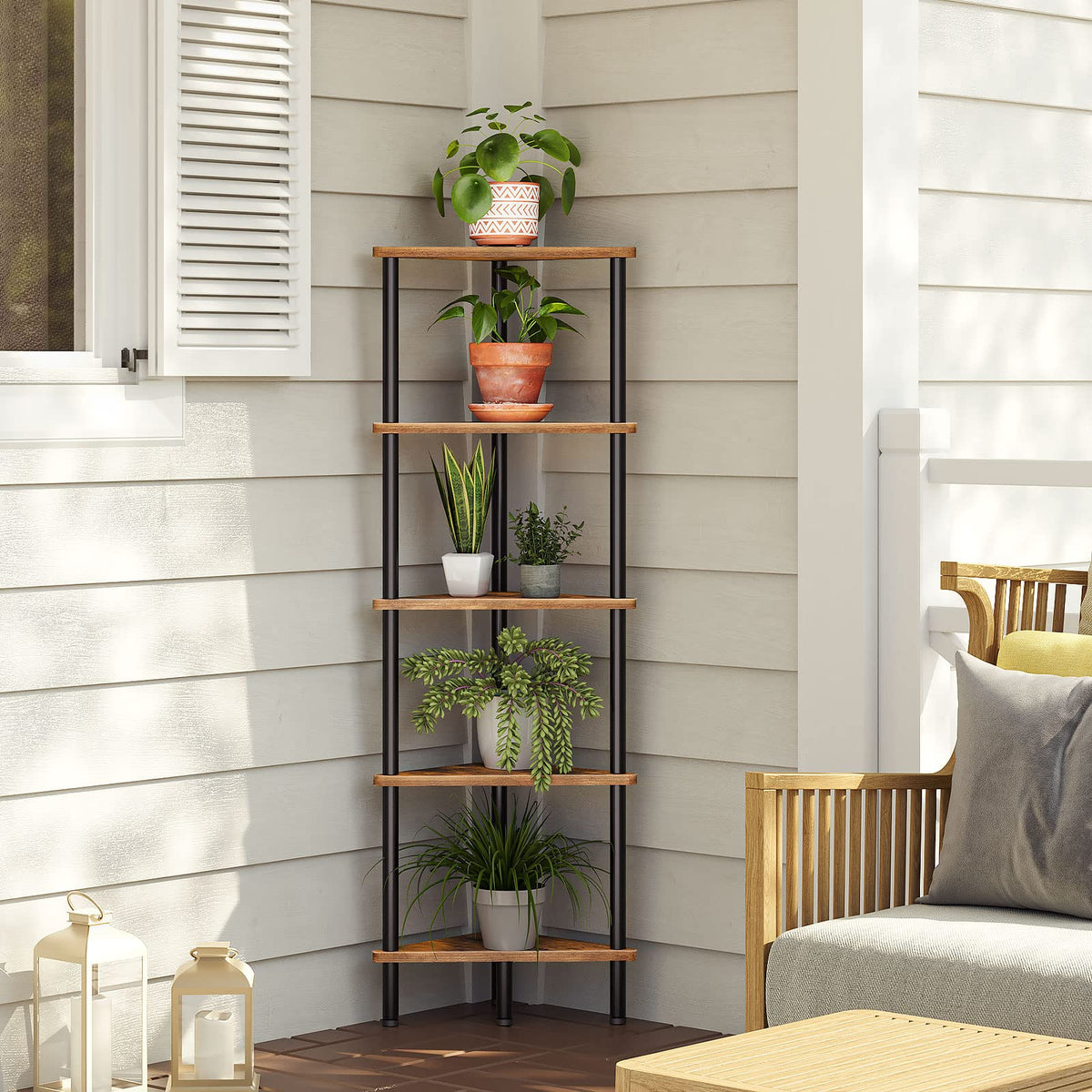 HOOBRO corner shelf versatile use fits living room, bedroom, kitchen and office.