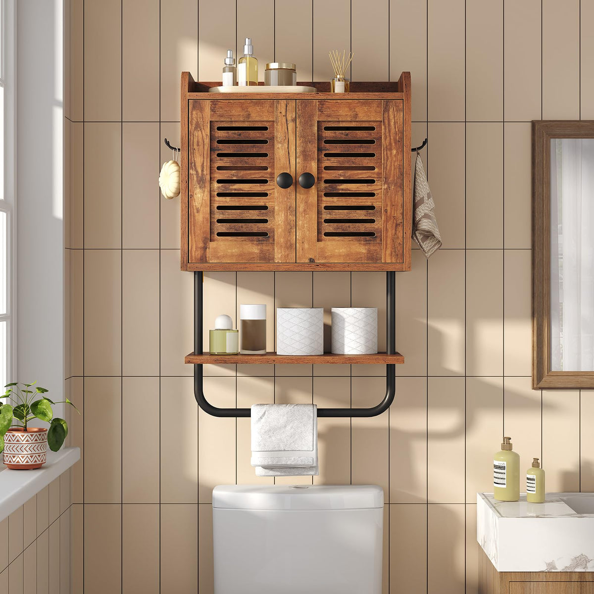 HOOBRO durable chipboard cabinet blends with décor while storing essentials.
