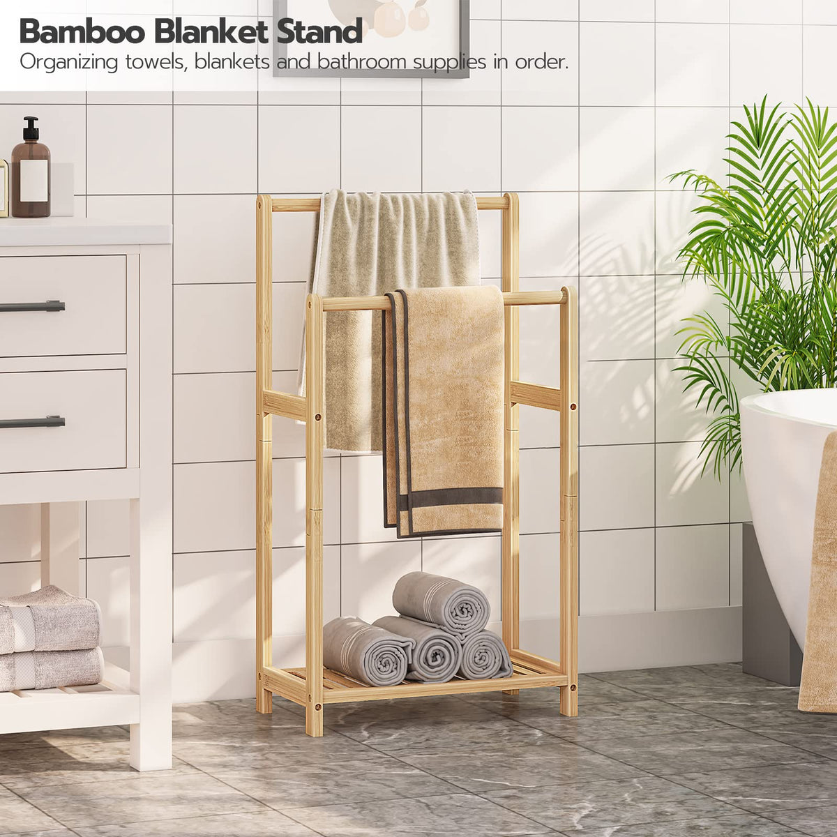 HOOBRO eco-friendly bamboo rack enhancing home organization with warmth