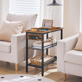 HOOBRO end table with 3-tier design, compact storage for small spaces