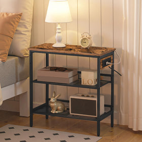 HOOBRO end table with adjustable mesh shelves for flexible display