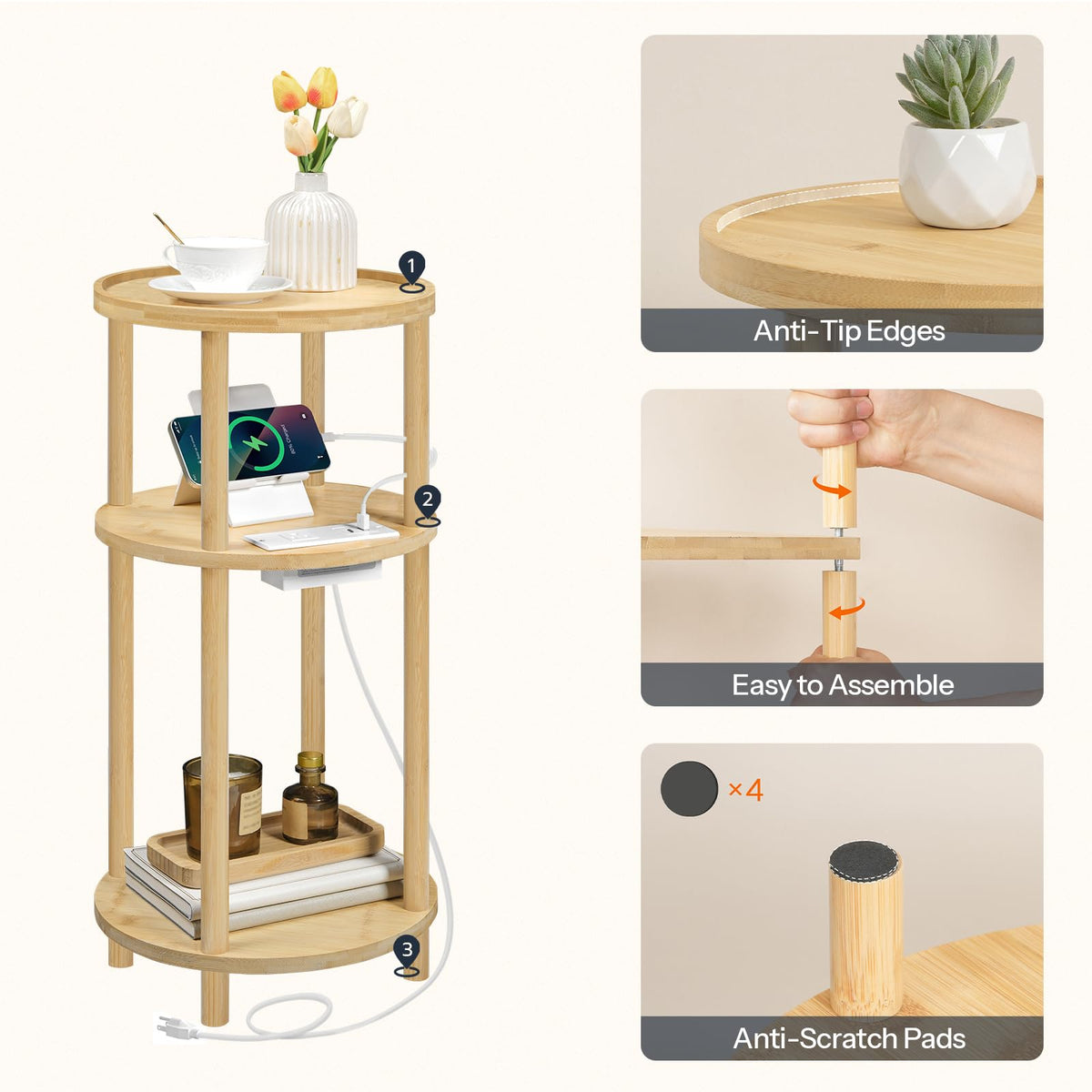 HOOBRO charging-enabled table used beside couch