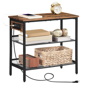 HOOBRO end table quick, tool-free assembly with snap-button shelves